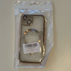iPhone 15 Clear and Gold Cell Phone Case